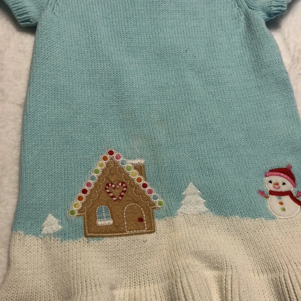 Gymboree 2T Winter Wonderland Knitted Sweater Dress Snowman & Gingerbread House - Picture 6 of 16